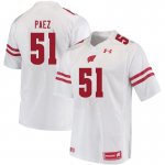 Men's Wisconsin Badgers NCAA #51 Gio Paez White Authentic Under Armour Stitched College Football Jersey QT31D11JD